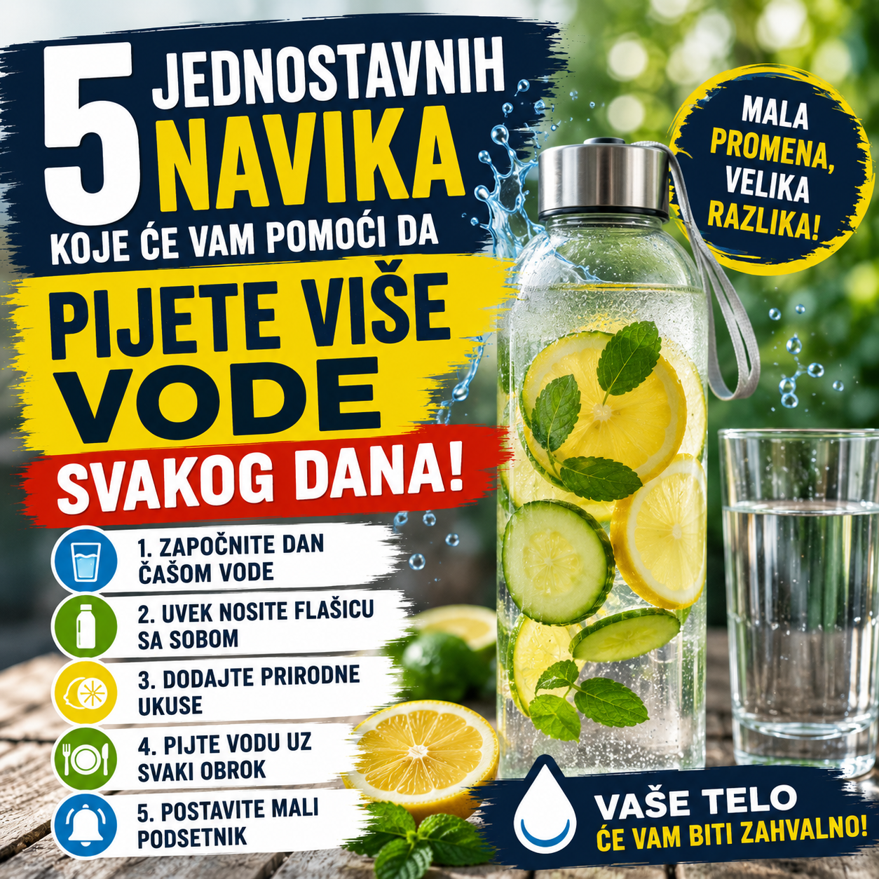 5 jednostavnih navika koje će pomoći da pijete više vode